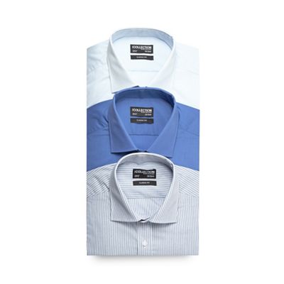 The Collection Big and tall pack of three blue striped formal shirts